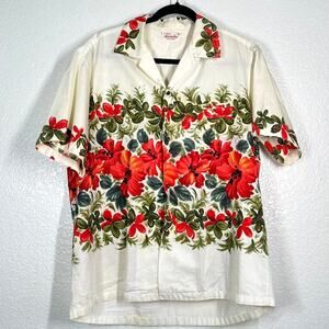 L Short Sleeve Button Down Vintage Hawaiian Togs Tropical 60's MCM Mid Century